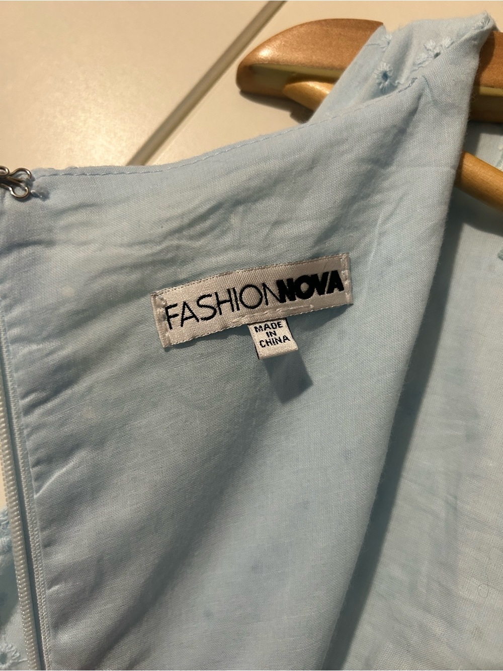 Fashion Nova Light Blue Eyelet Midi Dress - Picture 5 of 8